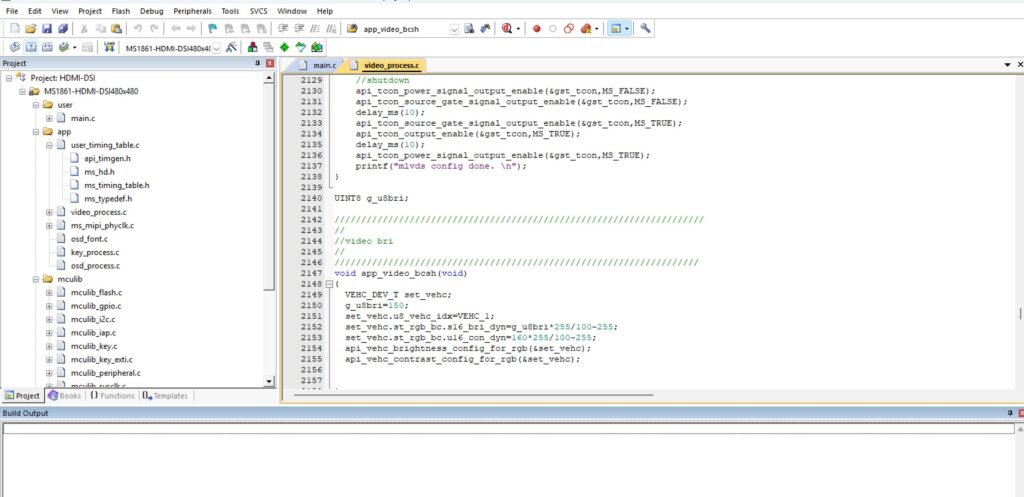 Firmware development interface: embedded firmware code editor, build tools, and debugging console for custom hardware and PCBA platforms